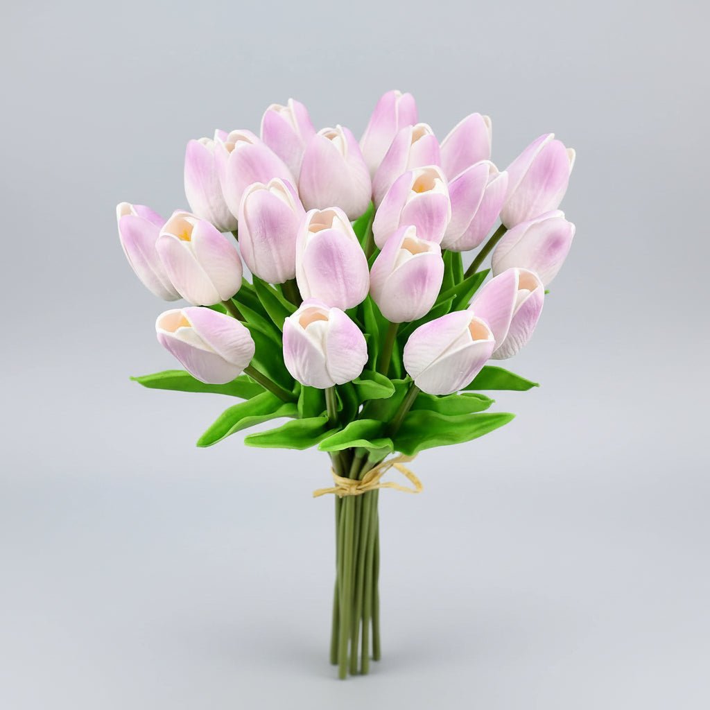 Tulipas com toque realista — ramo do Dia da Mãe com caules de PU