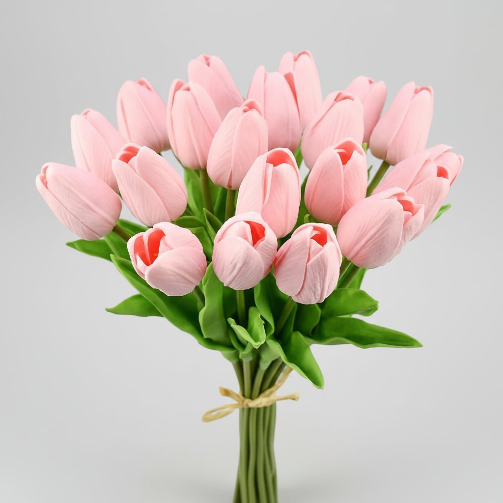 Tulipas com toque realista — ramo do Dia da Mãe com caules de PU