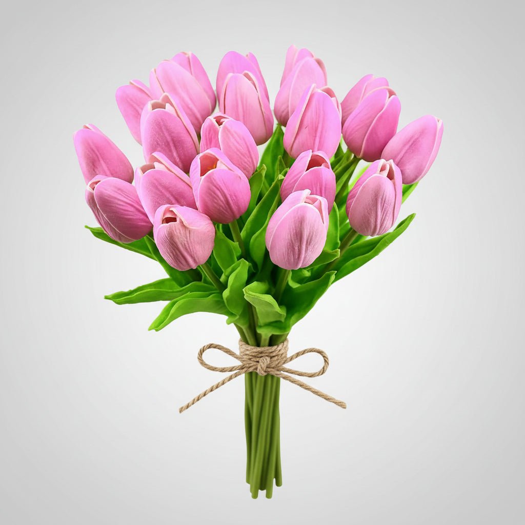 Tulipas com toque realista — ramo do Dia da Mãe com caules de PU
