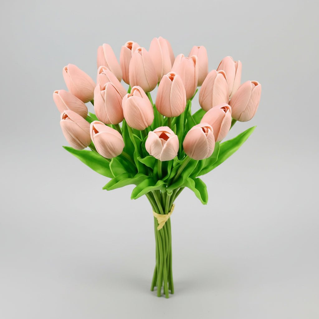 Tulipas com toque realista — ramo do Dia da Mãe com caules de PU