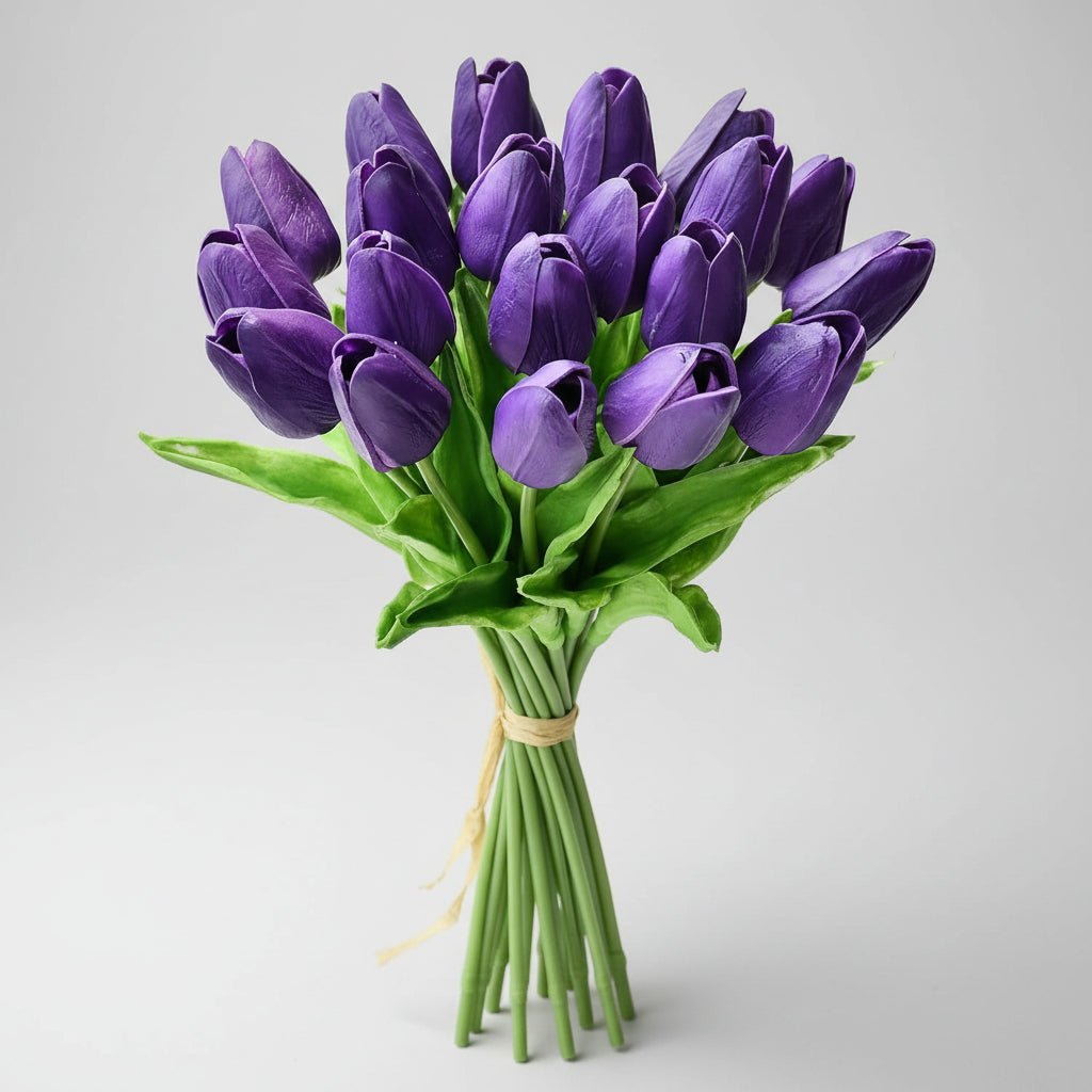 Tulipas com toque realista — ramo do Dia da Mãe com caules de PU