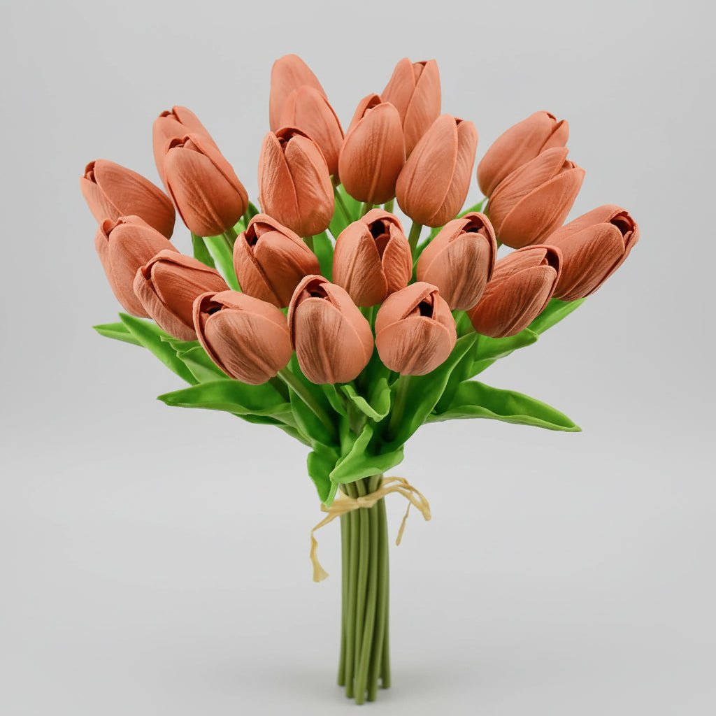 Tulipas com toque realista — ramo do Dia da Mãe com caules de PU