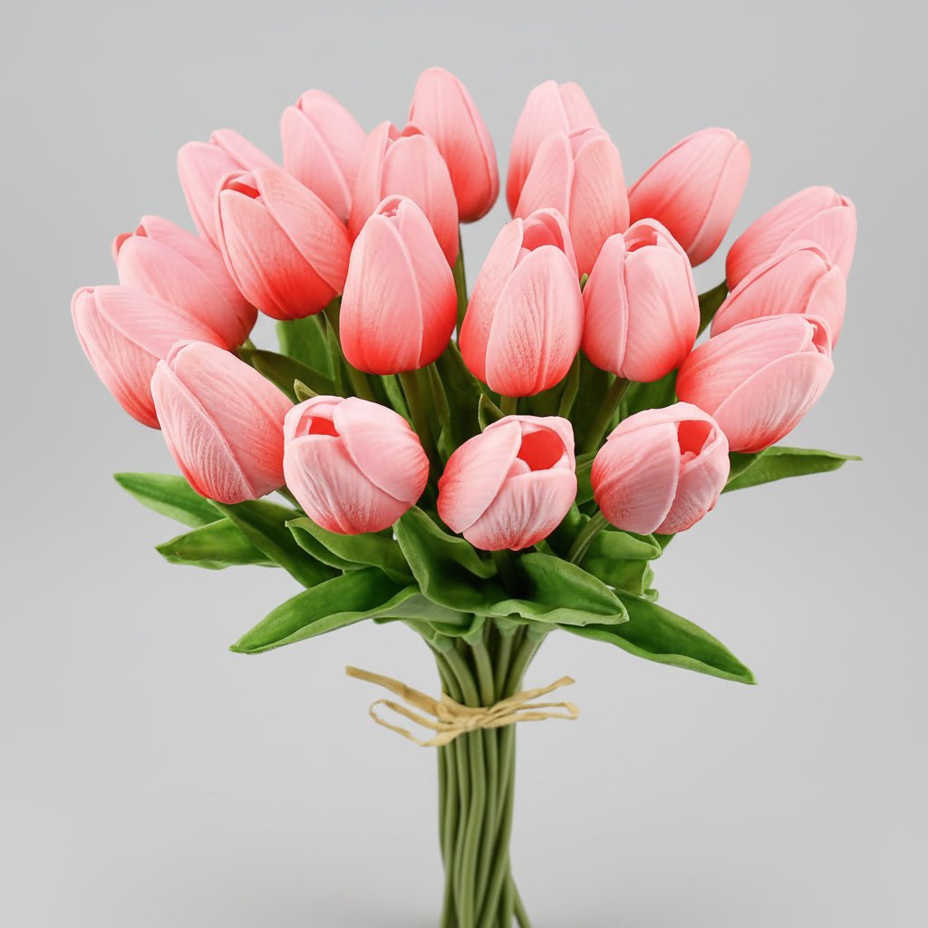 Tulipas com toque realista — ramo do Dia da Mãe com caules de PU