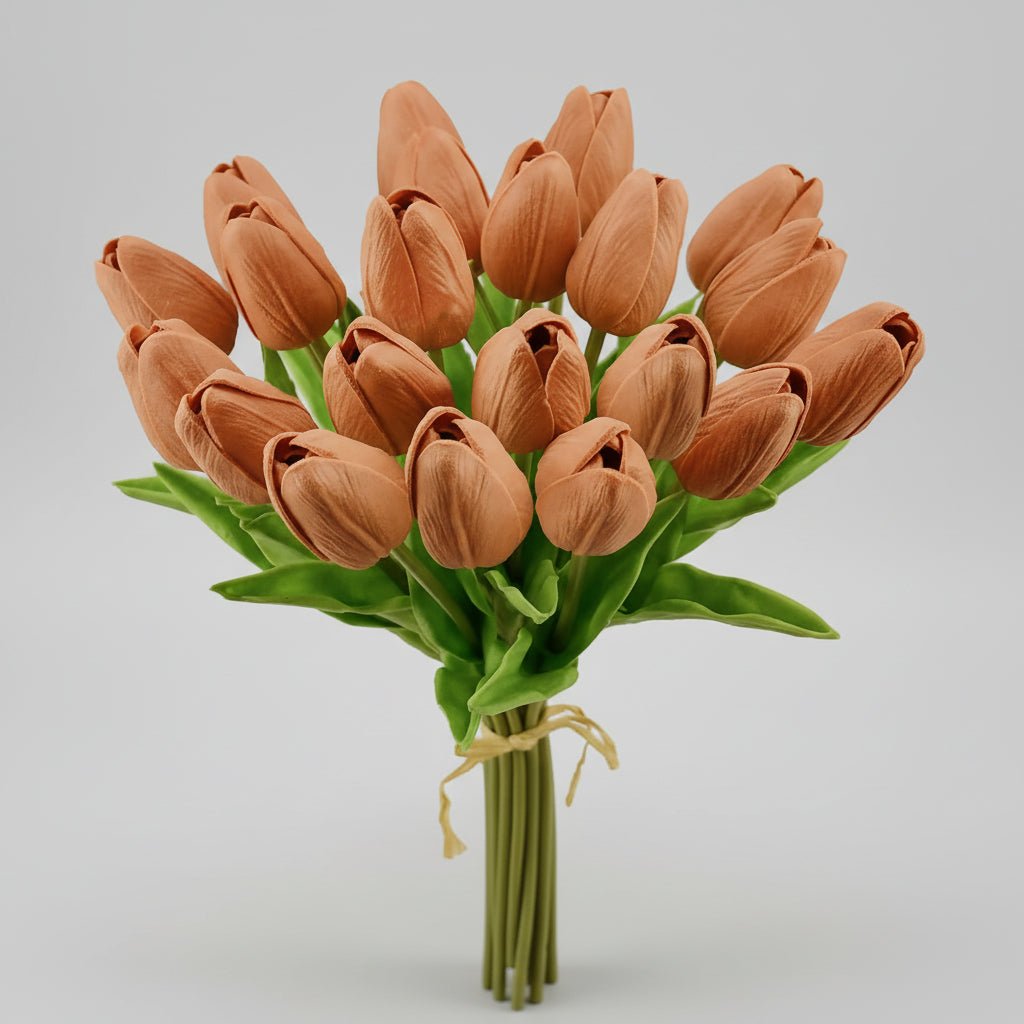 Tulipas com toque realista — ramo do Dia da Mãe com caules de PU
