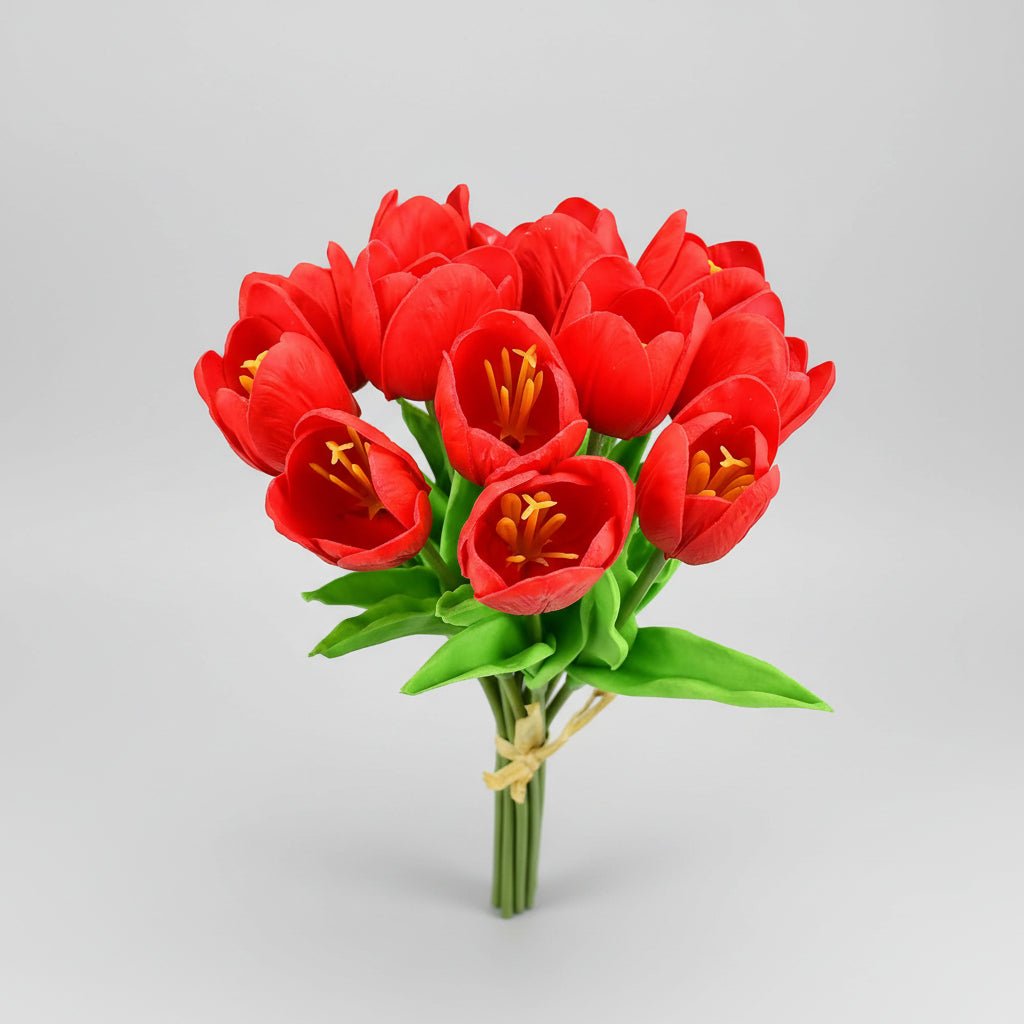 Tulipas com toque realista — ramo do Dia da Mãe com caules de PU