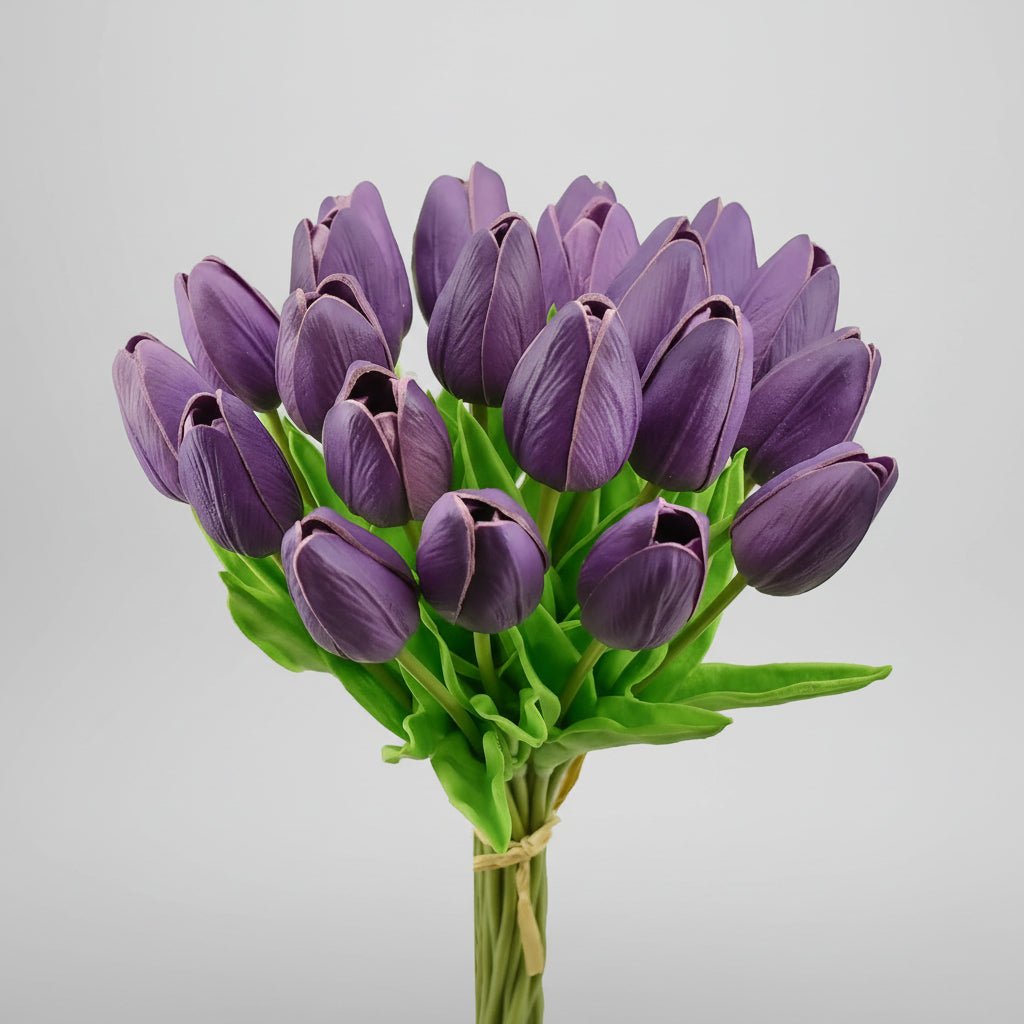 Tulipas com toque realista — ramo do Dia da Mãe com caules de PU