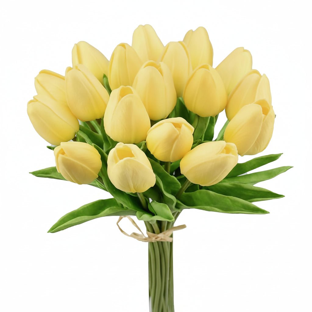 Tulipas com toque realista — ramo do Dia da Mãe com caules de PU