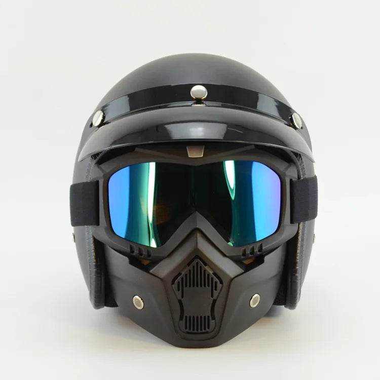 Motorsykkelmaske med goggles — beskyttende kjørebriller