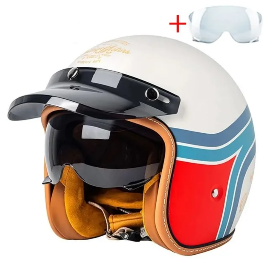 Vintage 3/4 Open-Face Motorcycle Helmet — Retro Rider Style