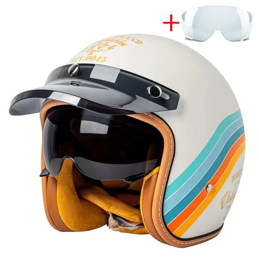 Vintage 3/4 Open-Face Motorcycle Helmet — Retro Rider Style