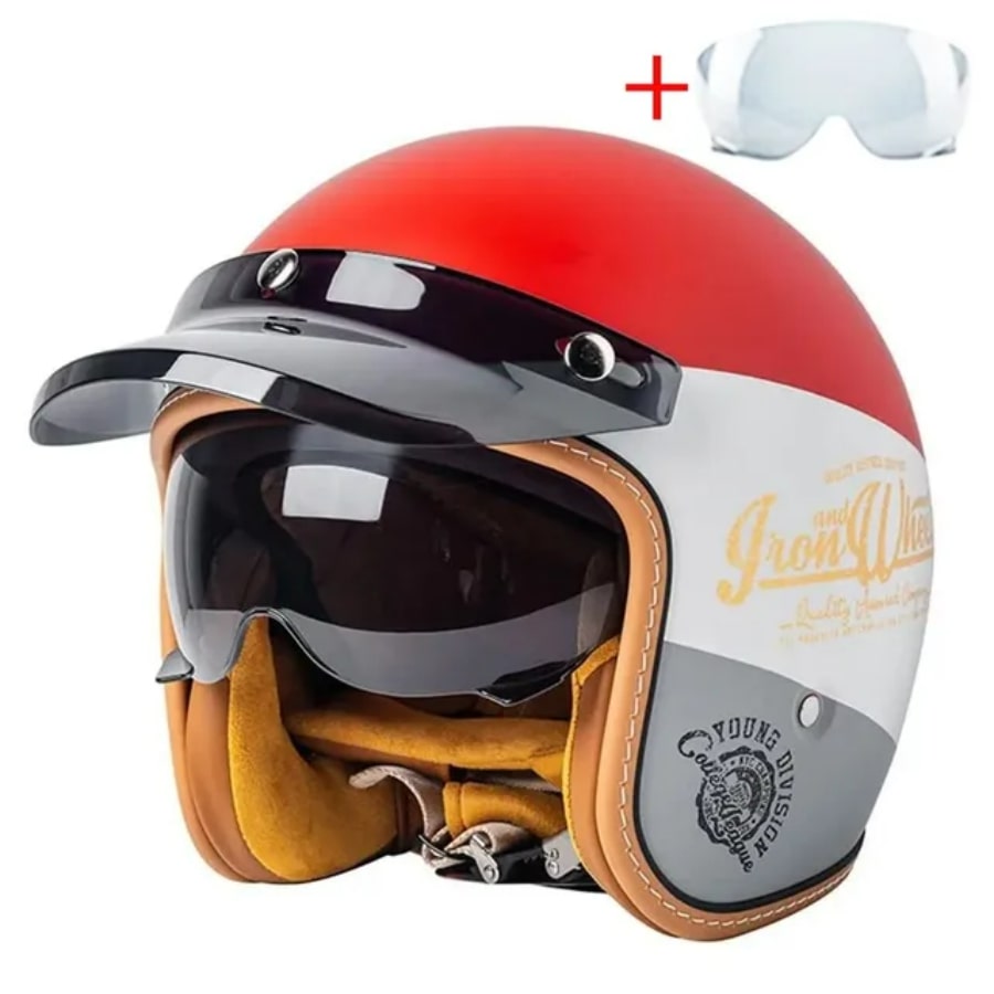 Vintage 3/4 Open-Face Motorcycle Helmet — Retro Rider Style