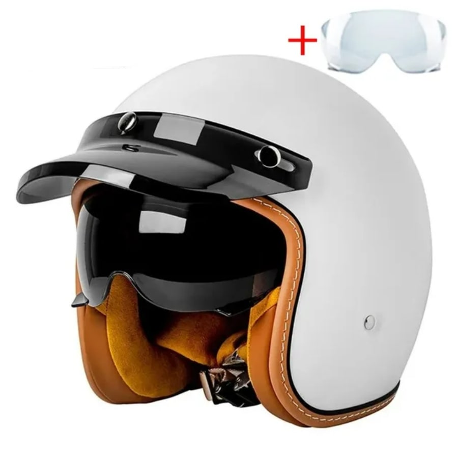 Vintage 3/4 Open-Face Motorcycle Helmet — Retro Rider Style