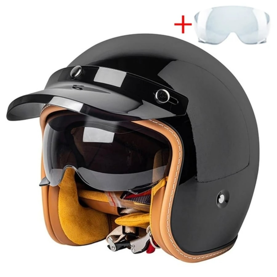 Vintage 3/4 Open-Face Motorcycle Helmet — Retro Rider Style