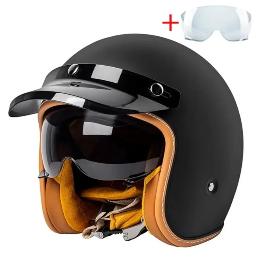 Vintage 3/4 Open-Face Motorcycle Helmet — Retro Rider Style
