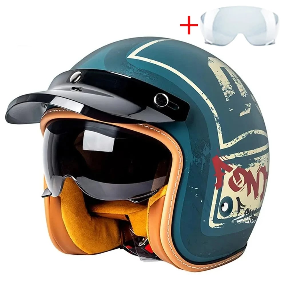 Vintage 3/4 Open-Face Motorcycle Helmet — Retro Rider Style