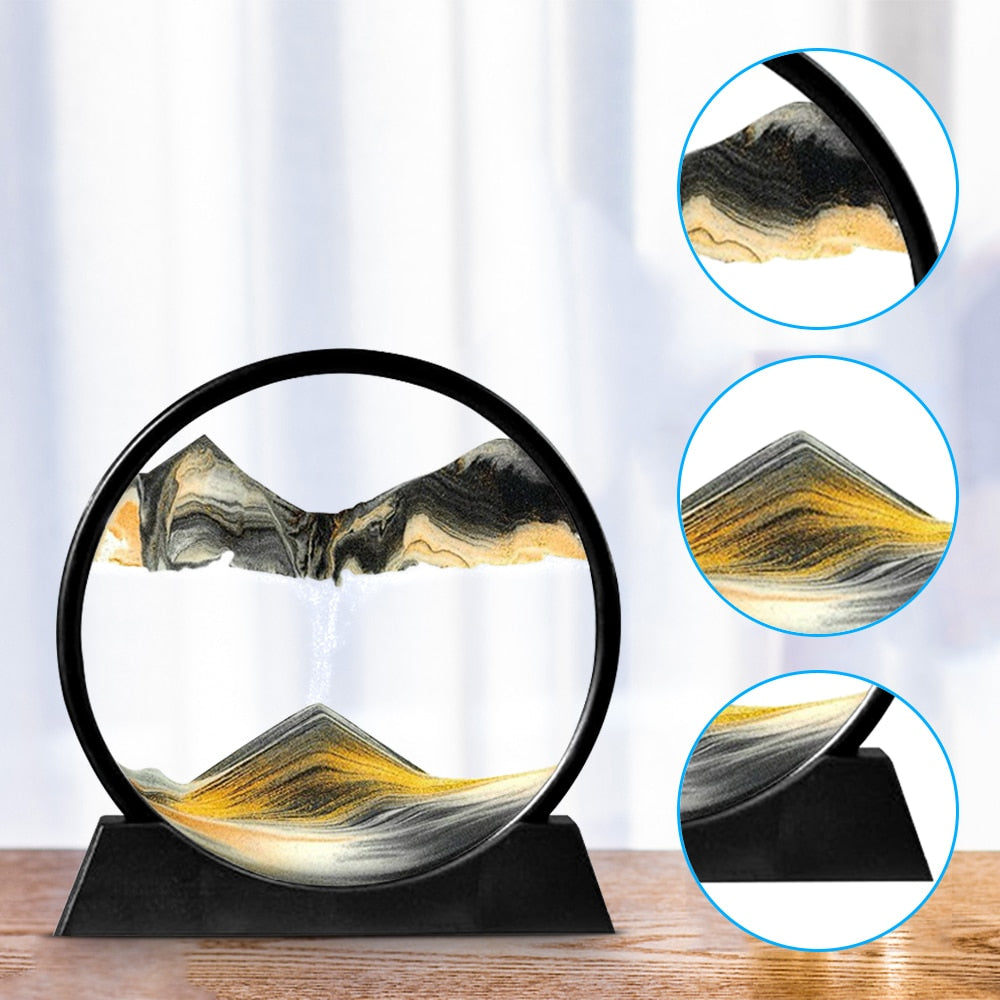 Moving Sand LED Desk Display — Rotating Flowing Grain Art Piece