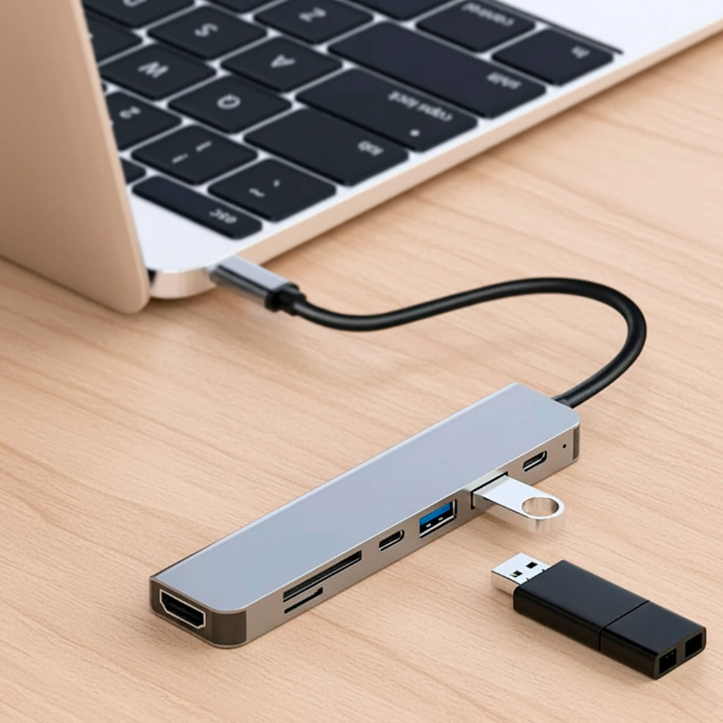 Adapter wieloportowy USB-C - HDMI - USB - czytnik kart SD - kompatybilny z MacBookiem | meowbutter