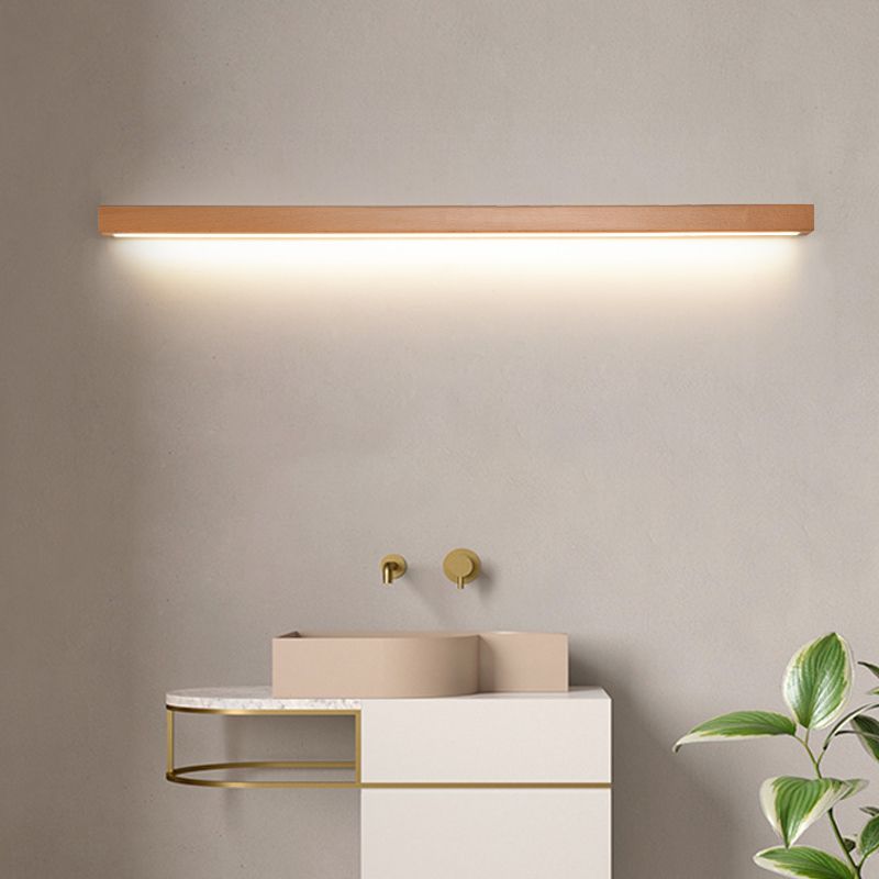 Wood and Acrylic Japandi Linear LED Wall Light for Living Rooms