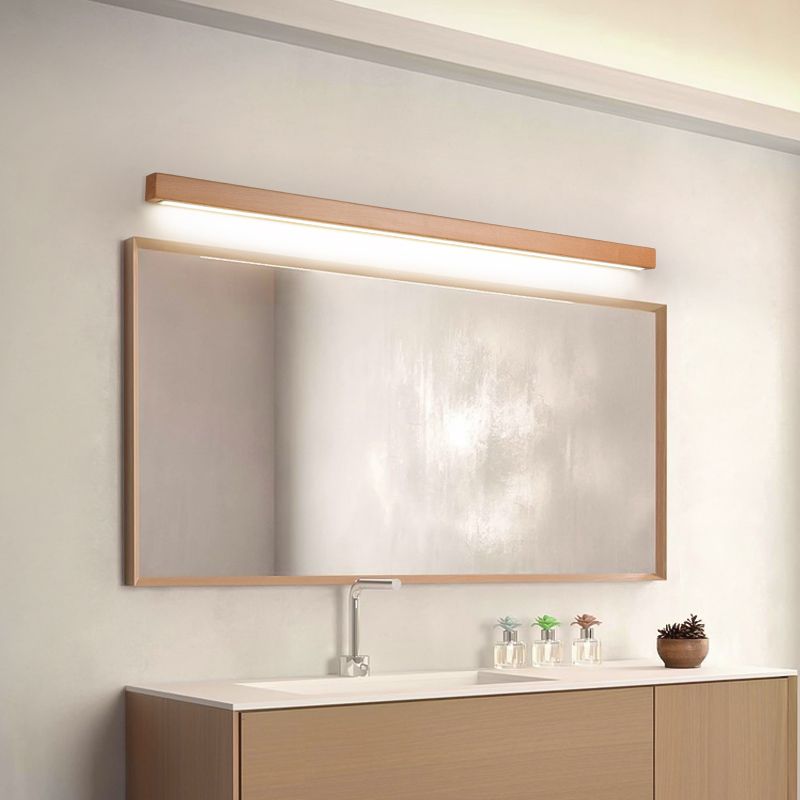 Wood and Acrylic Japandi Linear LED Wall Light for Living Rooms