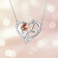 Silver Heart Pendant Necklace — Intricate Rose Detailing, Smooth Chain