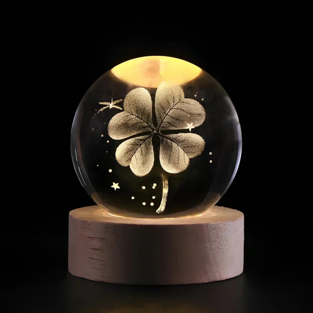 LED Crystal Ball Table Lamp — 3D Engraved Planet Night Light