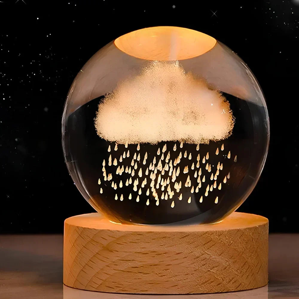 LED Crystal Ball Table Lamp — 3D Engraved Planet Night Light
