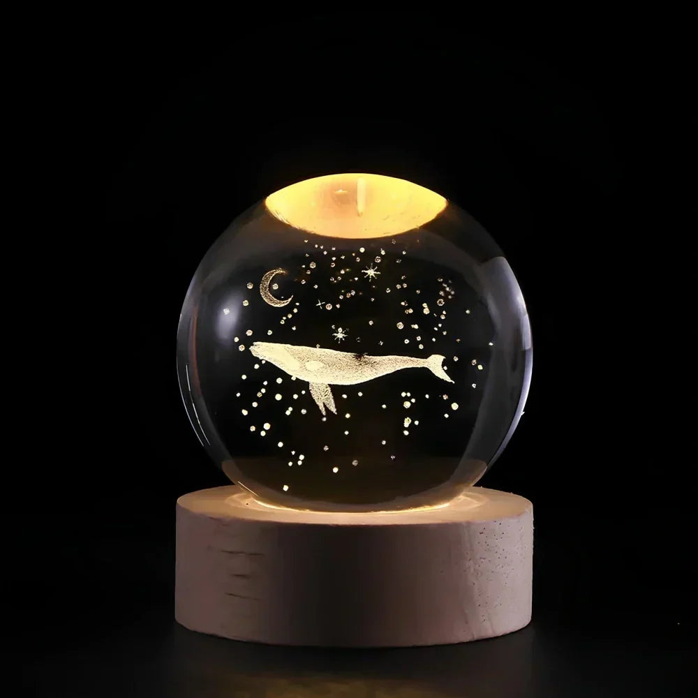 LED Crystal Ball Table Lamp — 3D Engraved Planet Night Light