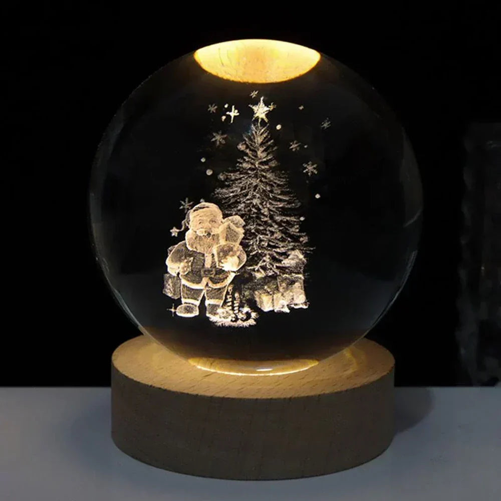 LED Crystal Ball Table Lamp — 3D Engraved Planet Night Light