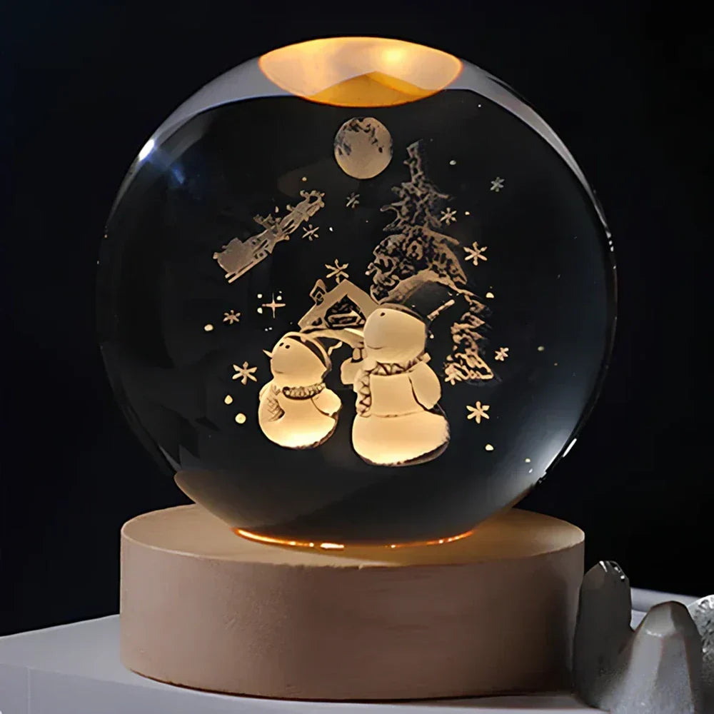 LED Crystal Ball Table Lamp — 3D Engraved Planet Night Light