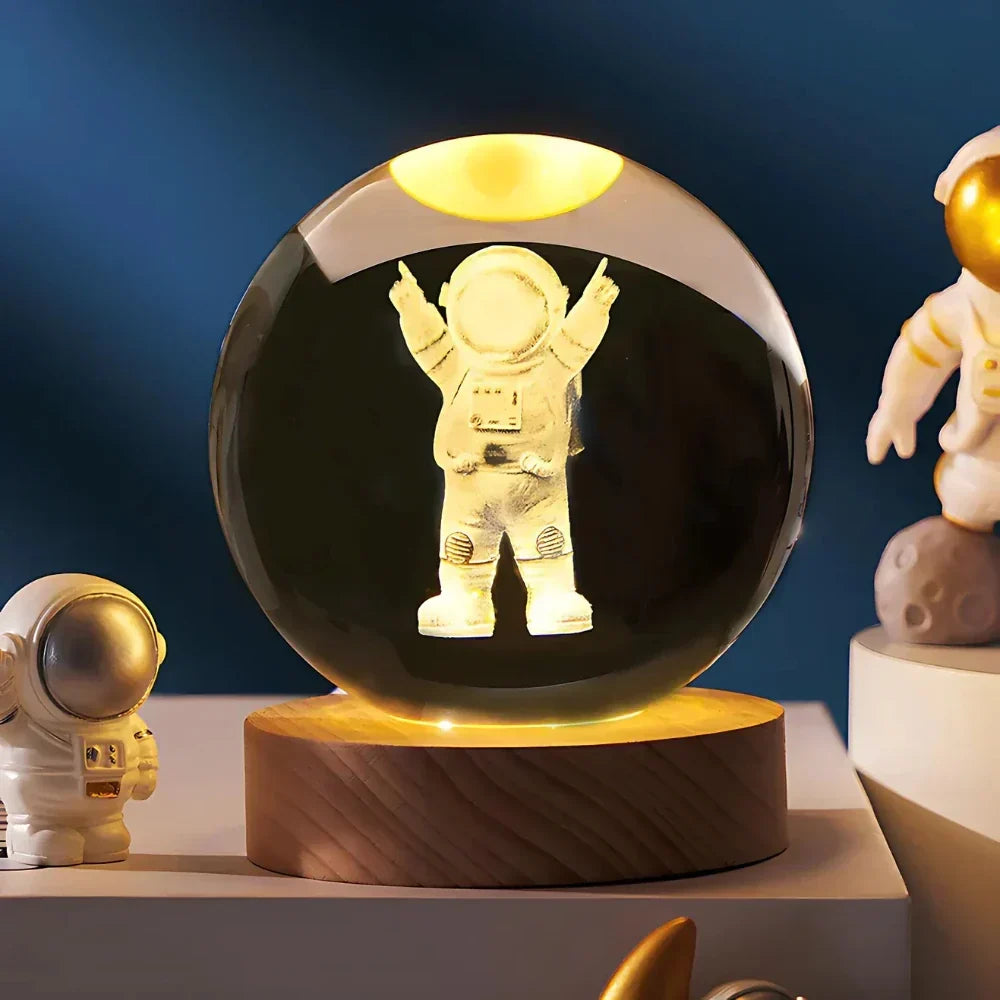 LED Crystal Ball Table Lamp — 3D Engraved Planet Night Light