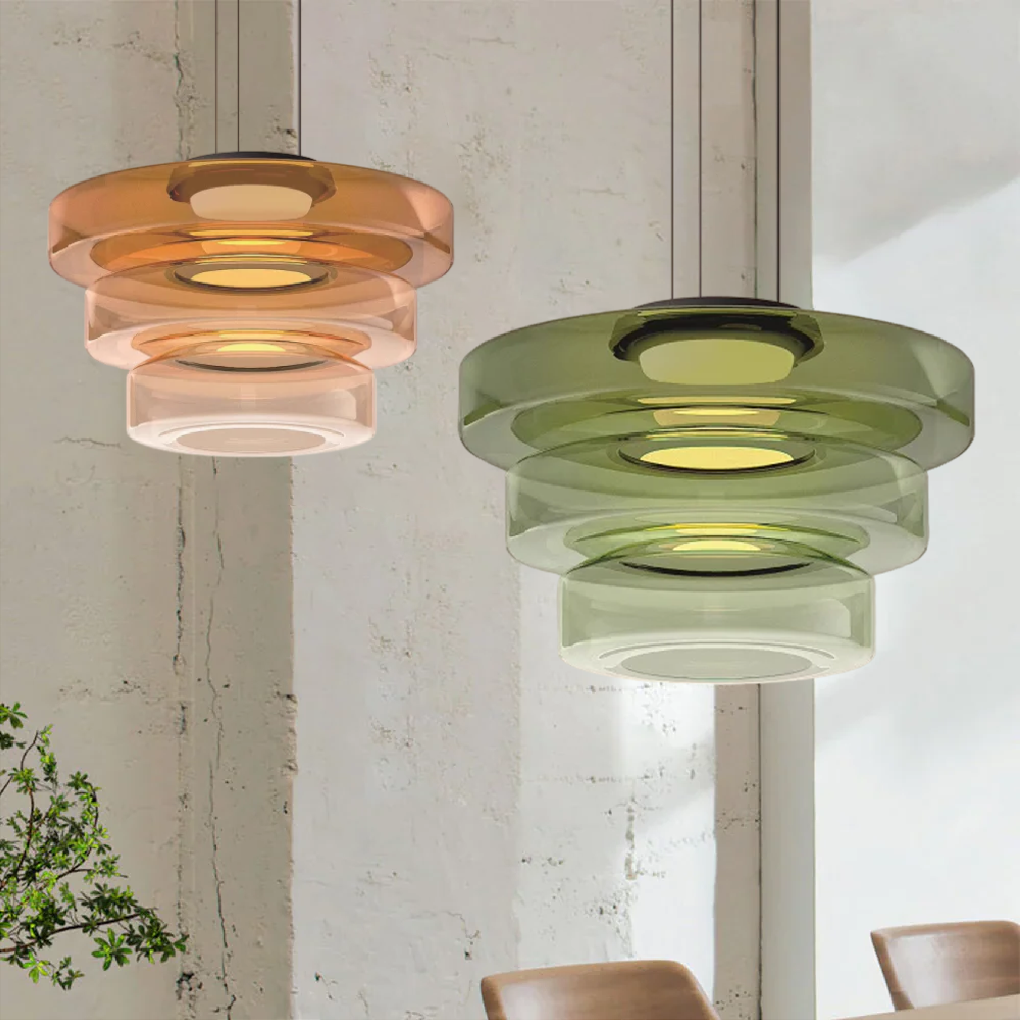 Glass Pendant Lamp | Bauhaus Style Hanging Light | Meowbutter