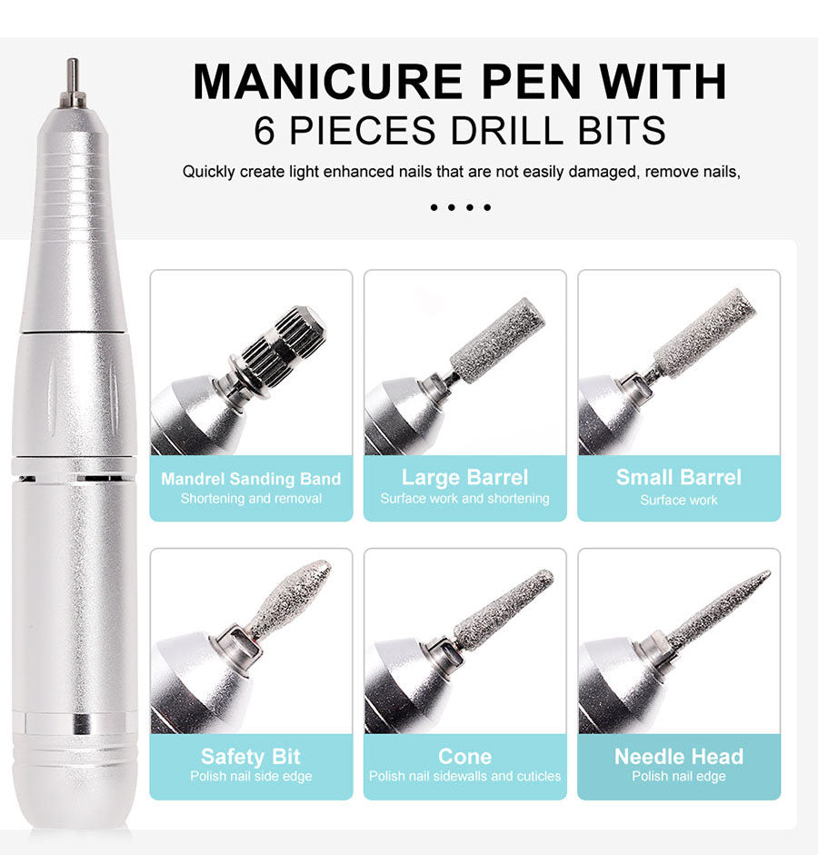 Elektryczny pilnik do paznokci Nail Care Pro — 45000 RPM, akumulator, cicha praca