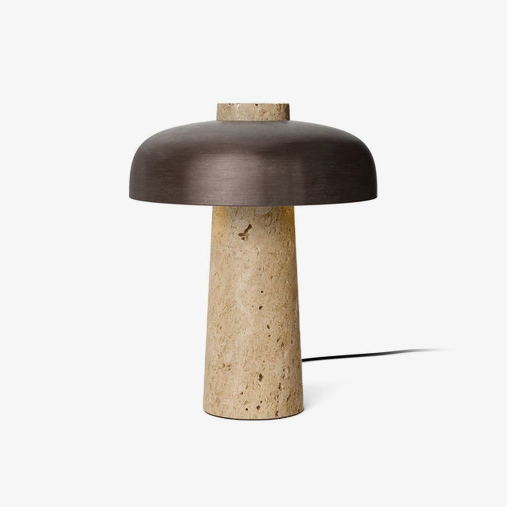Elegant Yellow Travertine Base Lamp With Black Shade