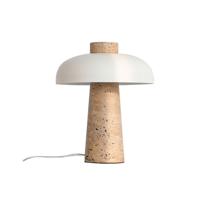 Elegant Yellow Travertine Base Lamp With Black Shade