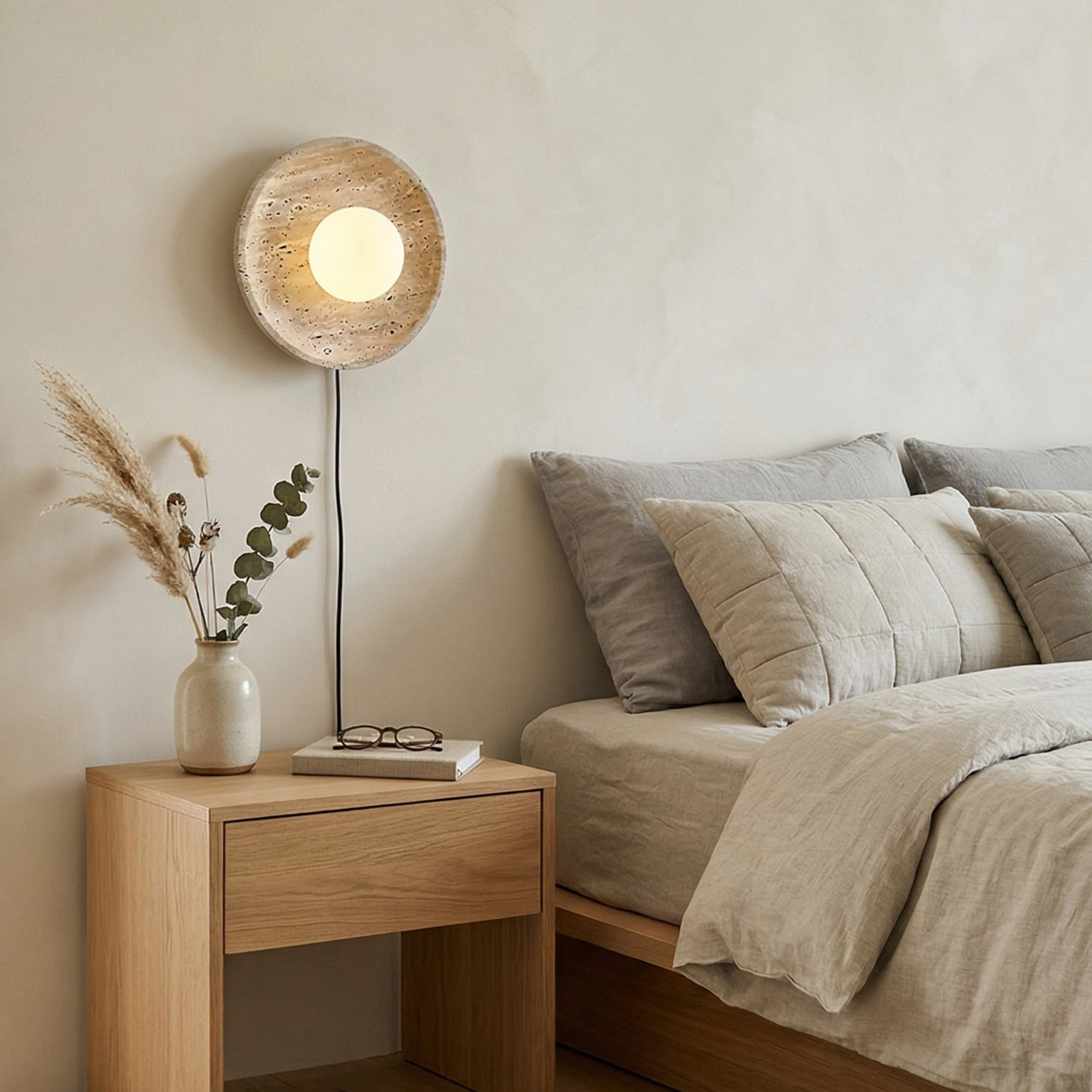 Ambient LED Wall Light With Natural Stone Round Base