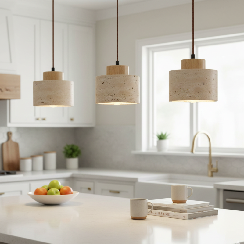 Nordic Minimalist Travertine Pendant Lamp For Kitchen