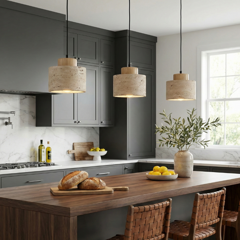 Nordic Minimalist Travertine Pendant Lamp For Kitchen