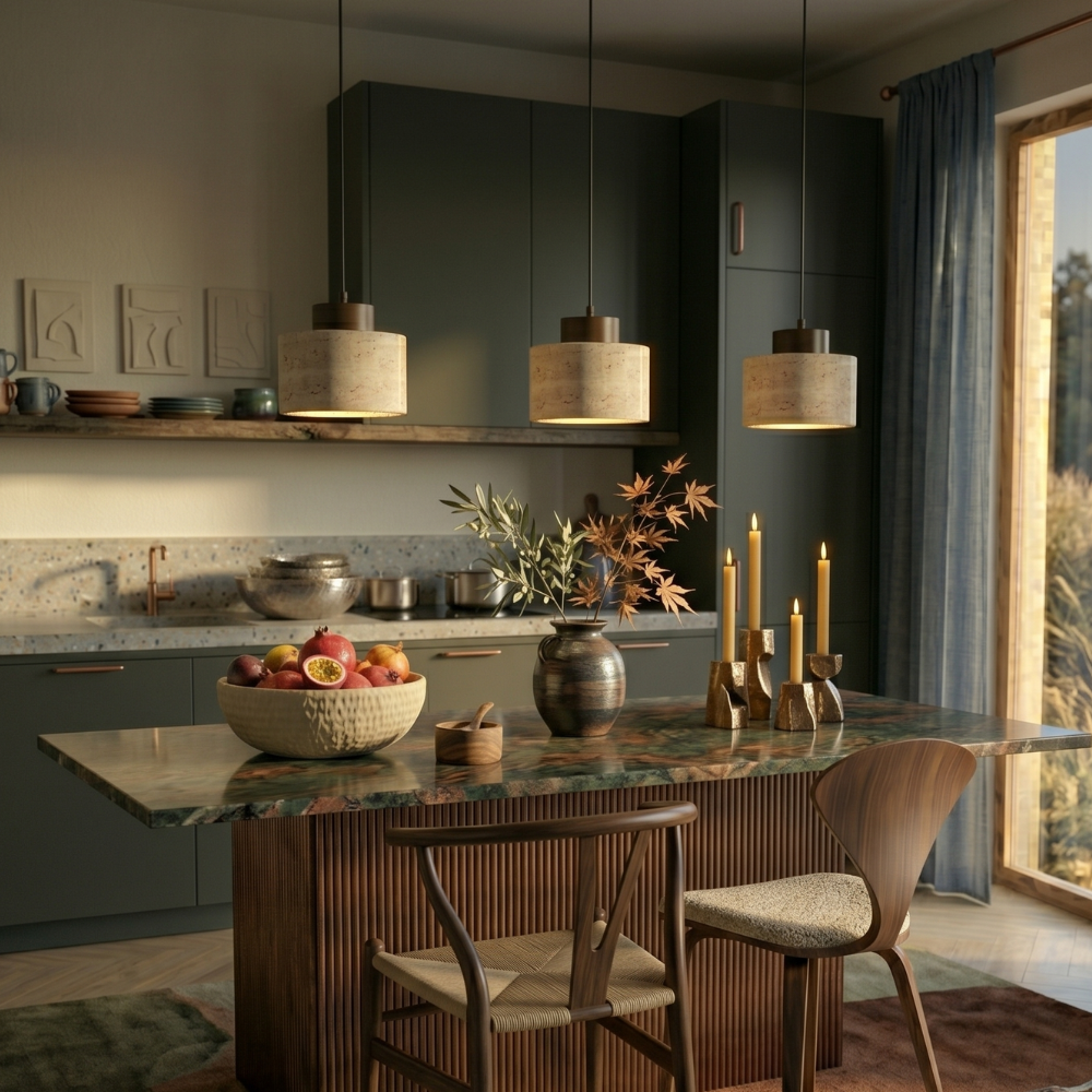 Nordic Minimalist Travertine Pendant Lamp For Kitchen