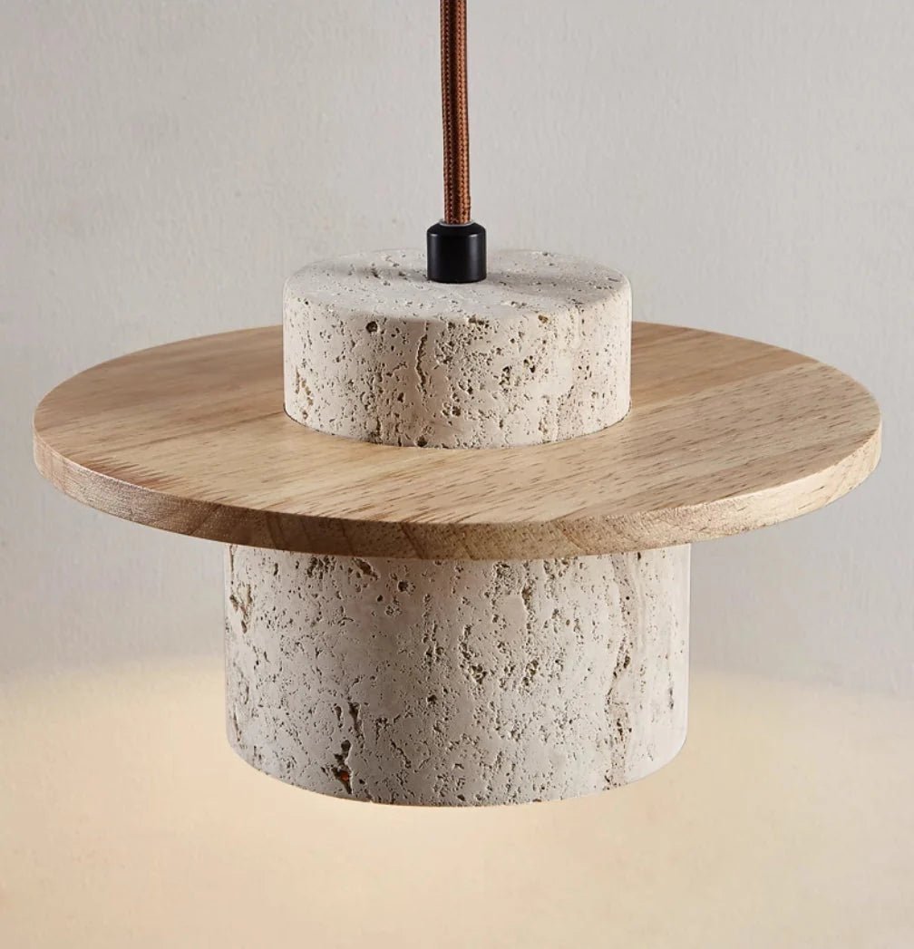 Marene | Elegant Travertine Pendant Light With Adjustable Cord For Modern Kitchens | Orntli
