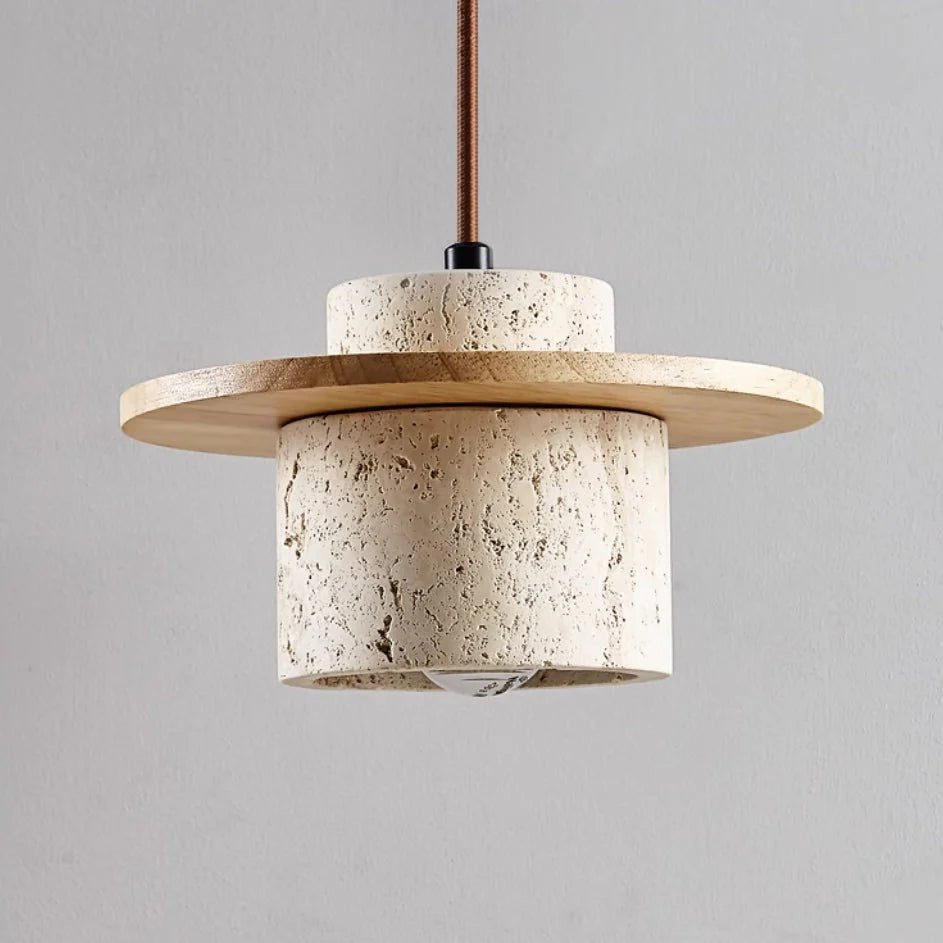 Marene | Elegant Travertine Pendant Light With Adjustable Cord For Modern Kitchens | Orntli