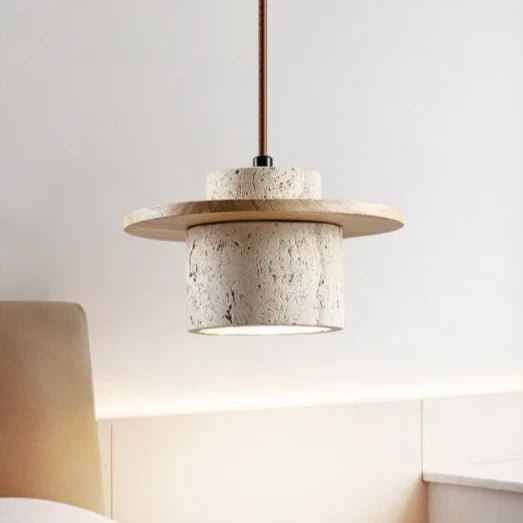 Marene | Elegant Travertine Pendant Light With Adjustable Cord For Modern Kitchens | Orntli