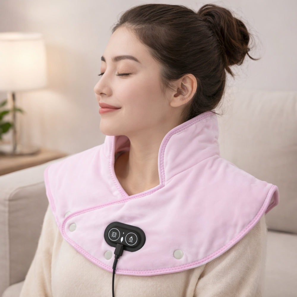 Carbon Fiber Electric Neck Heating Pad — Integrated Shoulder Vibration Massager