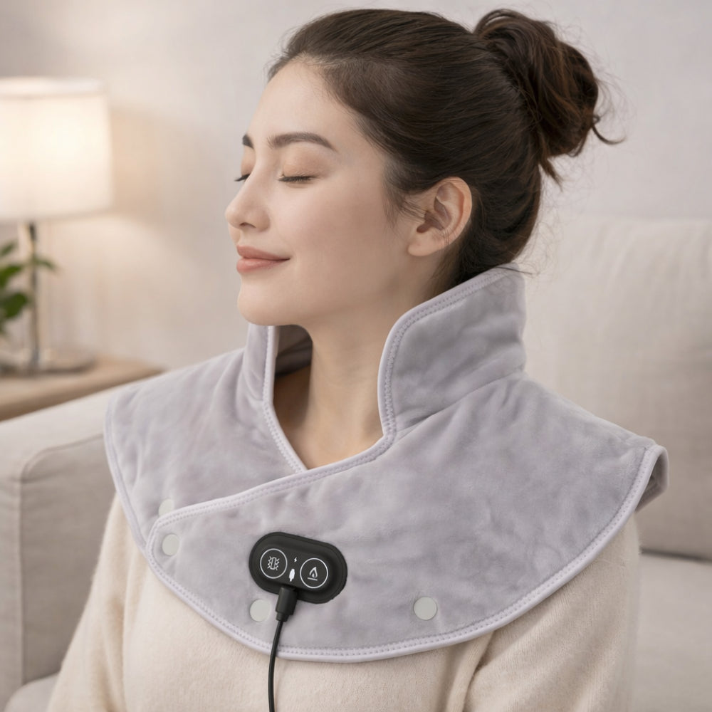 Carbon Fiber Electric Neck Heating Pad — Integrated Shoulder Vibration Massager
