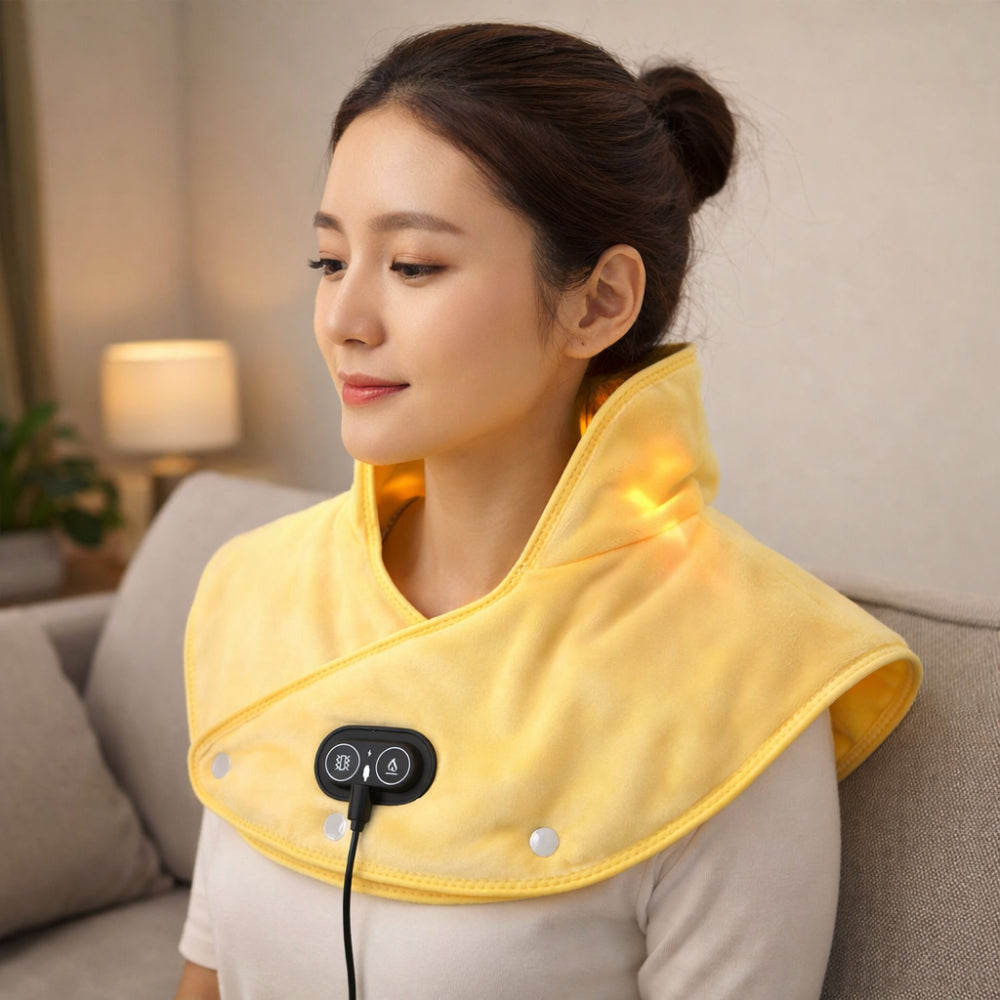 Carbon Fiber Electric Neck Heating Pad — Integrated Shoulder Vibration Massager
