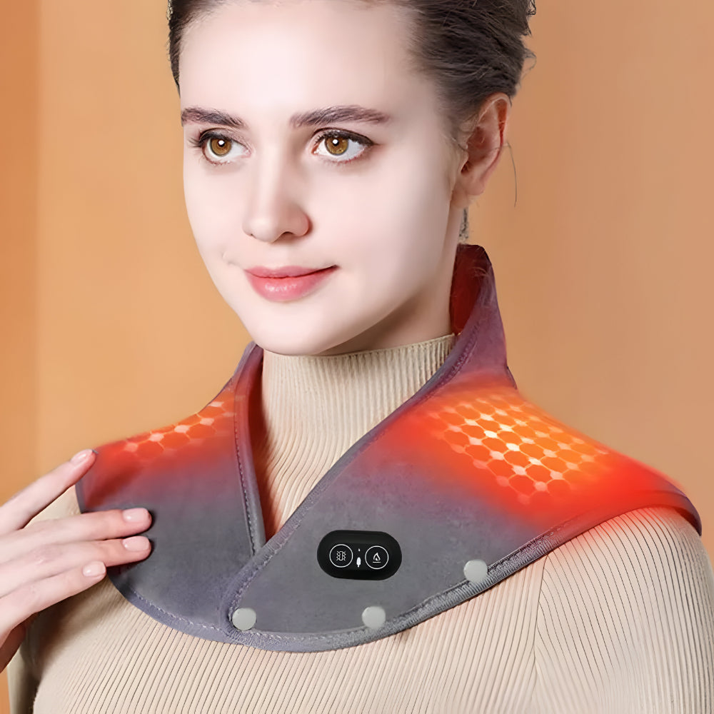 Carbon Fiber Electric Neck Heating Pad — Integrated Shoulder Vibration Massager