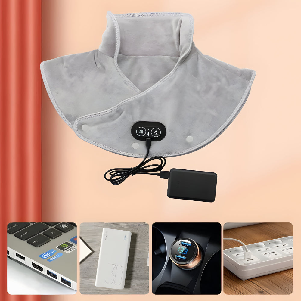 Carbon Fiber Electric Neck Heating Pad — Integrated Shoulder Vibration Massager