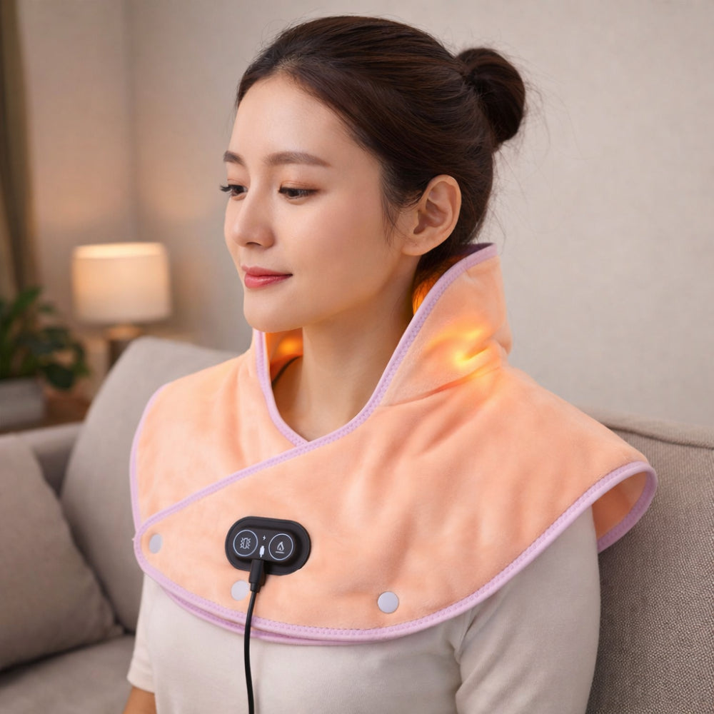 Carbon Fiber Electric Neck Heating Pad — Integrated Shoulder Vibration Massager