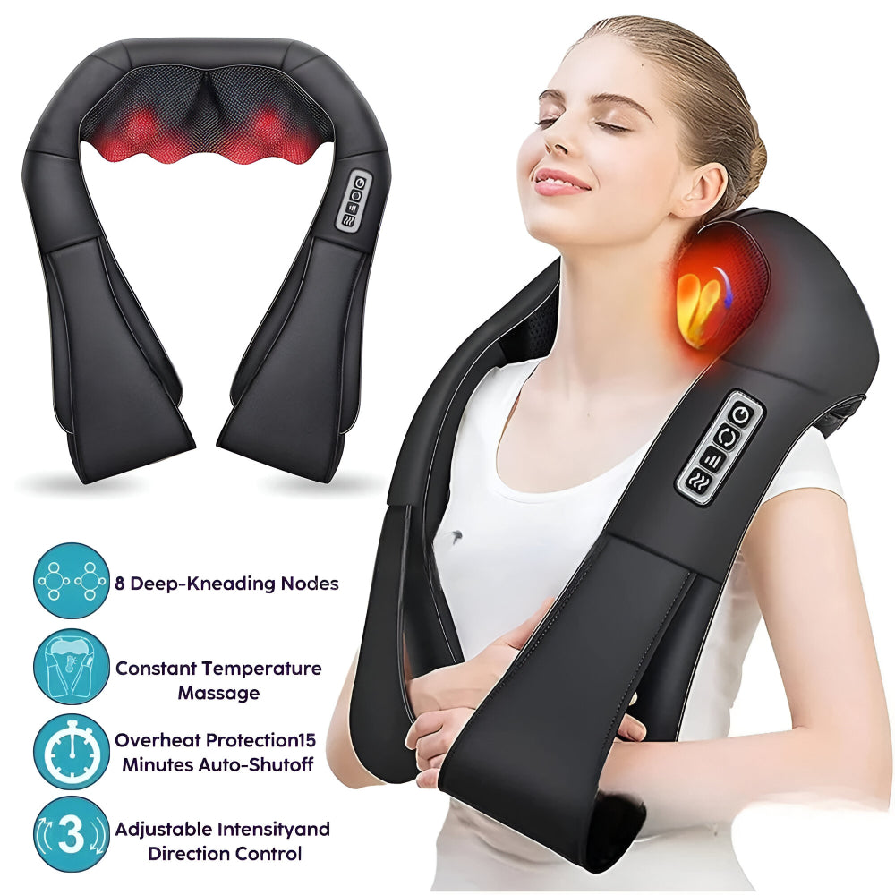 Elektrisk Shiatsu-nakkemassager med omsluttende design — dyb trykaflastning