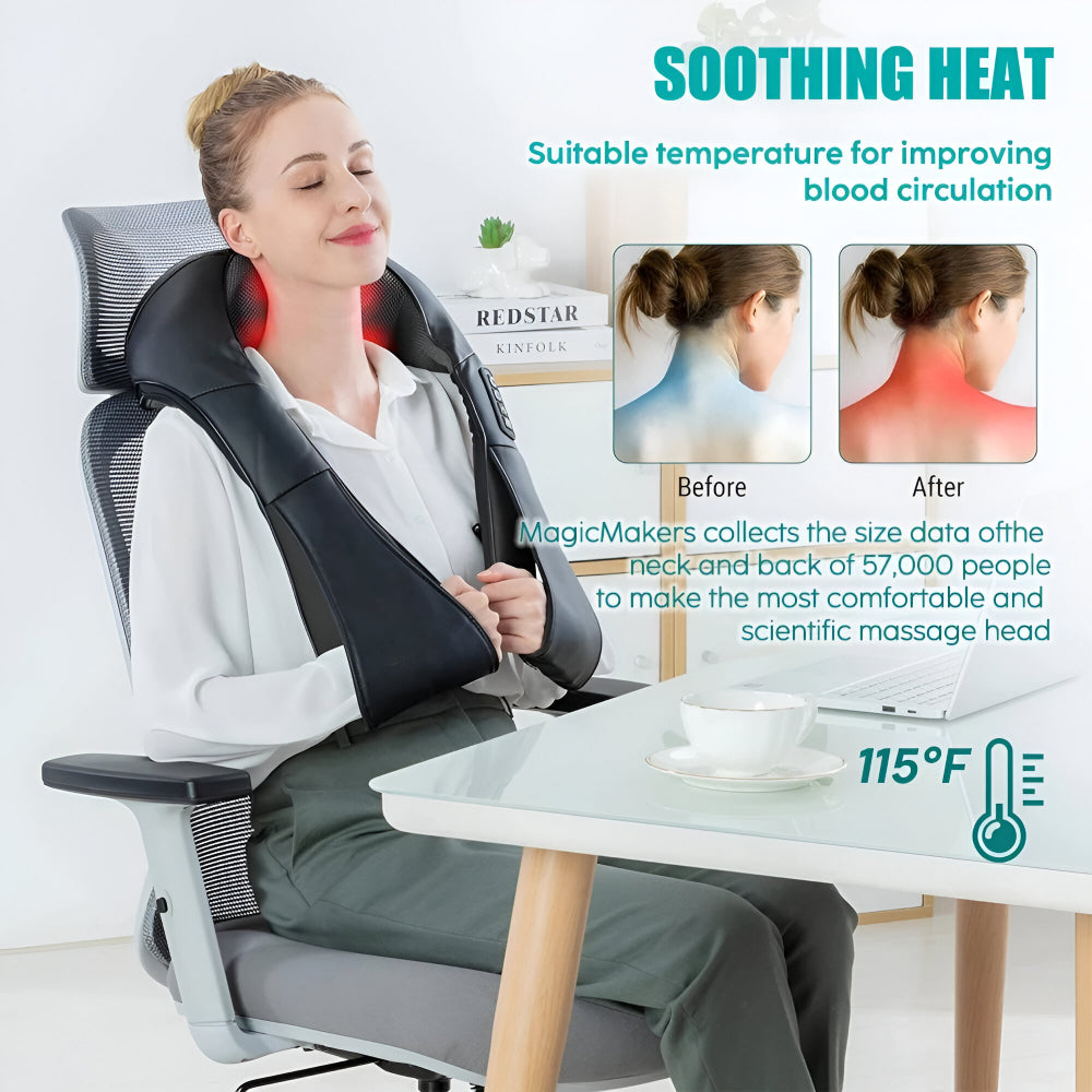 Elektrisk Shiatsu-nakkemassager med omsluttende design — dyb trykaflastning