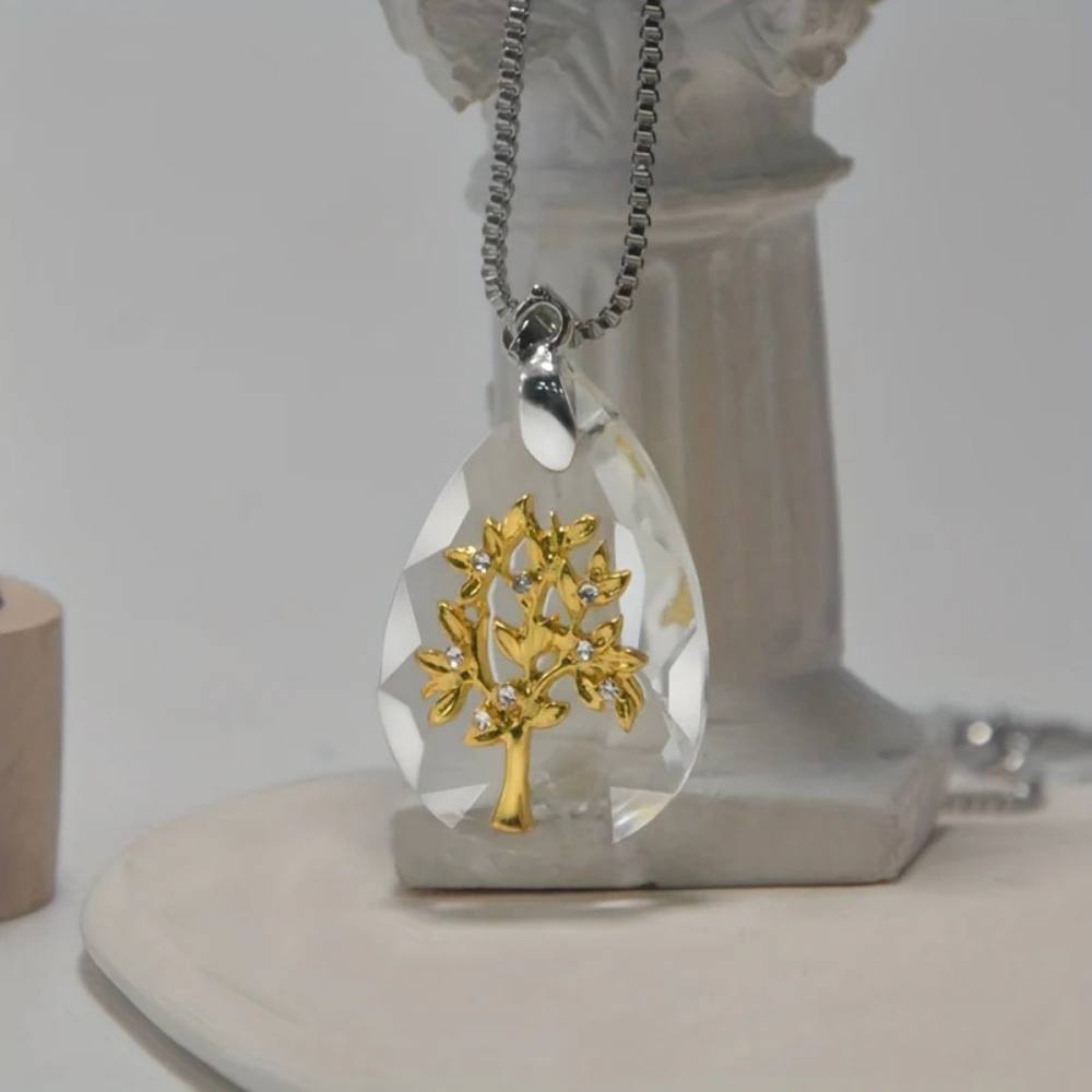 Smooth Glass Teardrop Pendant Necklace — Lightweight Boho Style